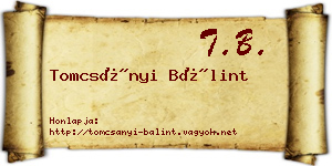 Tomcsányi Bálint névjegykártya