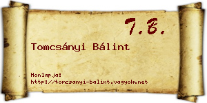 Tomcsányi Bálint névjegykártya